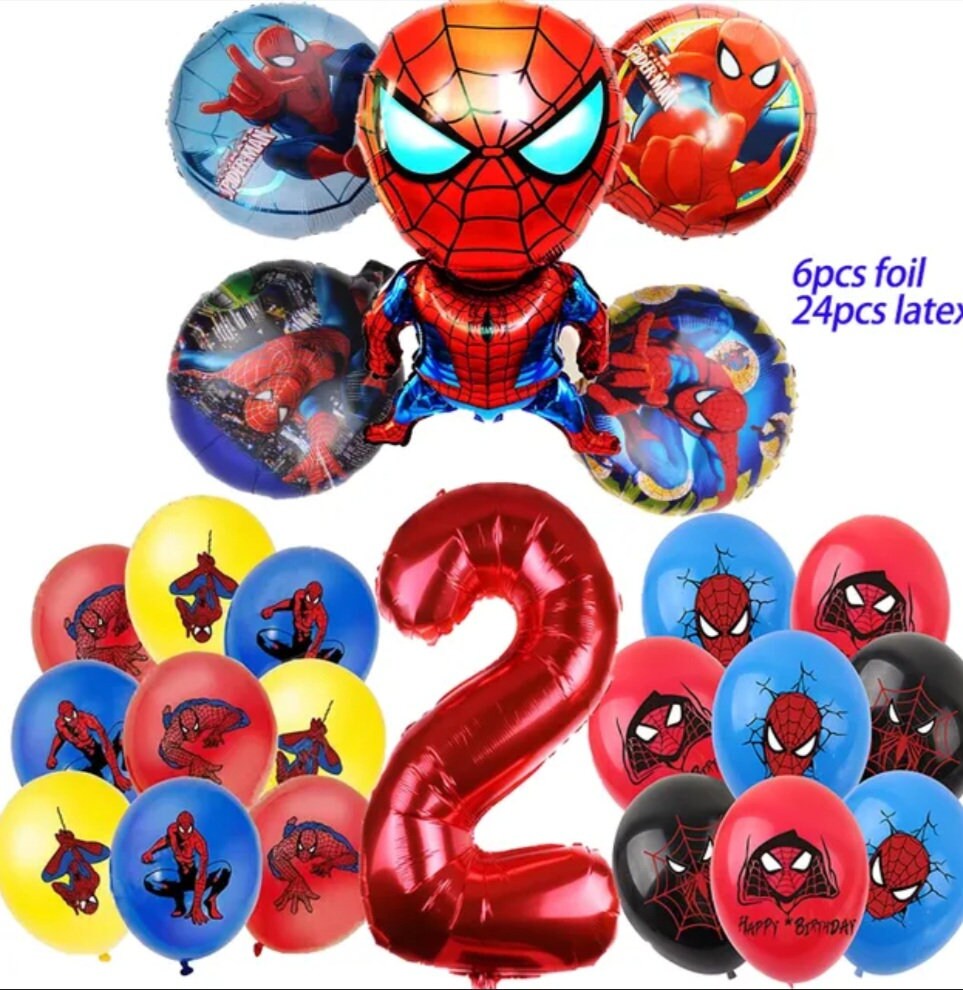 Spiderman Birthday Party Decoration • 32 inch Number BalloonAvengers Marvel Superhero