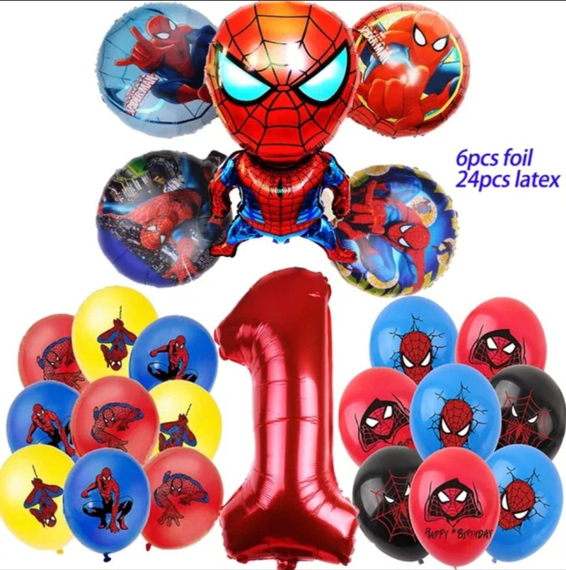 Spiderman Birthday Party Decoration • 32 inch Number BalloonAvengers Marvel Superhero