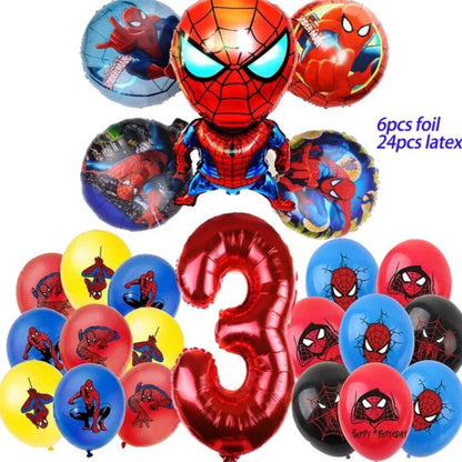 Spiderman Birthday Party Decoration • 32 inch Number BalloonAvengers Marvel Superhero