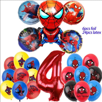 Spiderman Birthday Party Decoration • 32 inch Number BalloonAvengers Marvel Superhero