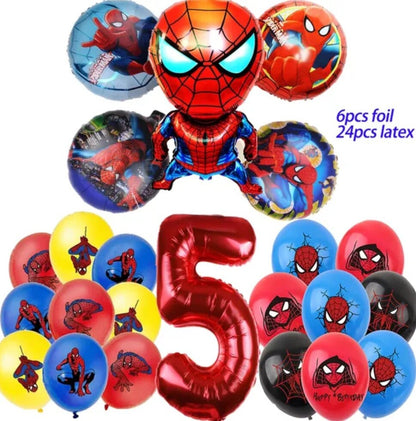 Spiderman Birthday Party Decoration • 32 inch Number BalloonAvengers Marvel Superhero