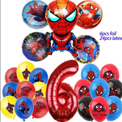 Spiderman Birthday Party Decoration • 32 inch Number BalloonAvengers Marvel Superhero