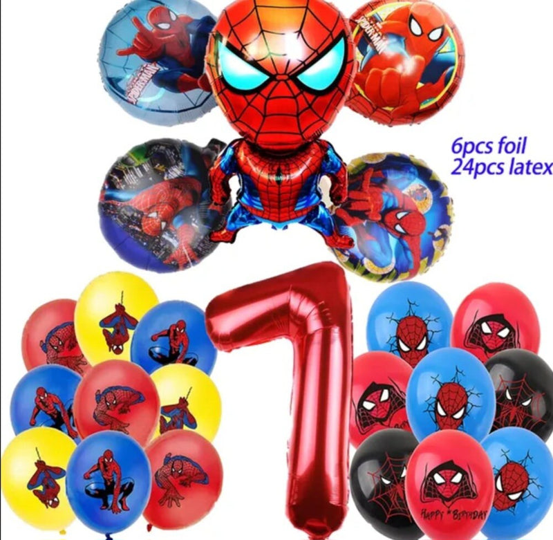 Spiderman Birthday Party Decoration • 32 inch Number BalloonAvengers Marvel Superhero
