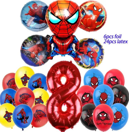 Spiderman Birthday Party Decoration • 32 inch Number BalloonAvengers Marvel Superhero