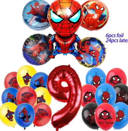 Spiderman Birthday Party Decoration • 32 inch Number BalloonAvengers Marvel Superhero