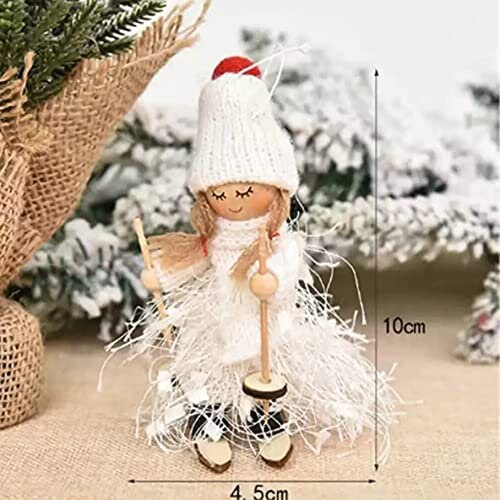 Wooden Skiing Snow Angel Ornaments, Christmas Ornament Gifts for Adults Kids Coworkers Teachers