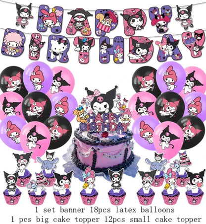 Kawaii Kitty Animal Cat  Animal Cartoon  Surprise Magic Theme Birthday Party Decoration Cake Topper Backdrop