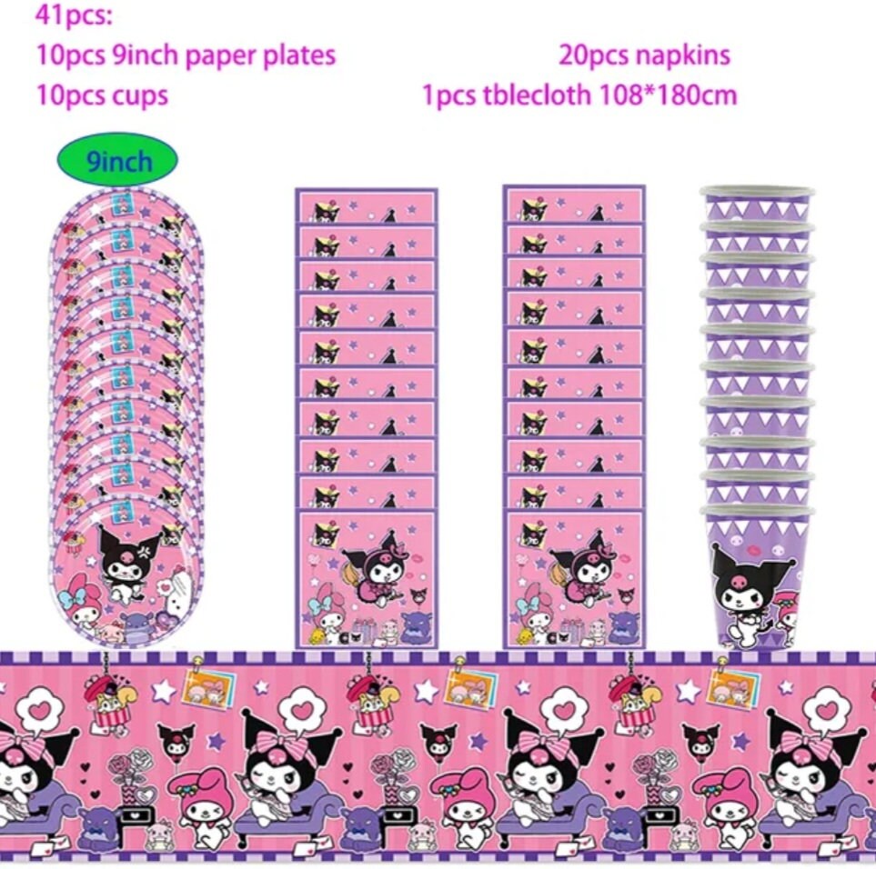 Kawaii Kitty Animal Cat  Animal Cartoon  Surprise Magic Theme Birthday Party Decoration Cake Topper Backdrop Tablecloth Napkins Cups Plates