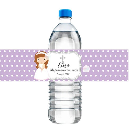30pcs Custom Mi Primera Comunión Decor Water Bottle Labels Stickers Girl Self-adhesive Customize Christening Baptism Communion