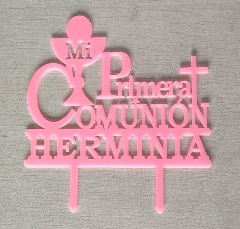 Personalized Spanish Communion Cake Topper Custom Kids Name Date Mi Primera Comunión For Communion Party Cake Decoration Topper