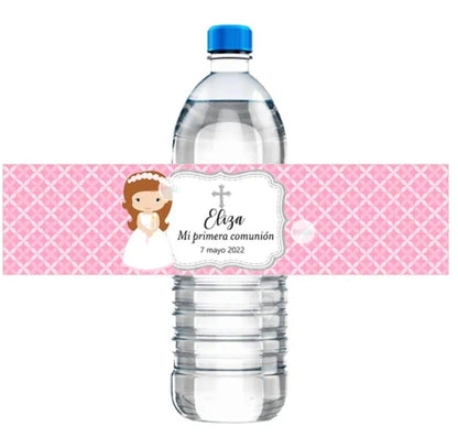 30pcs Custom Mi Primera Comunión Decor Water Bottle Labels Stickers Girl Self-adhesive Customize Christening Baptism Communion