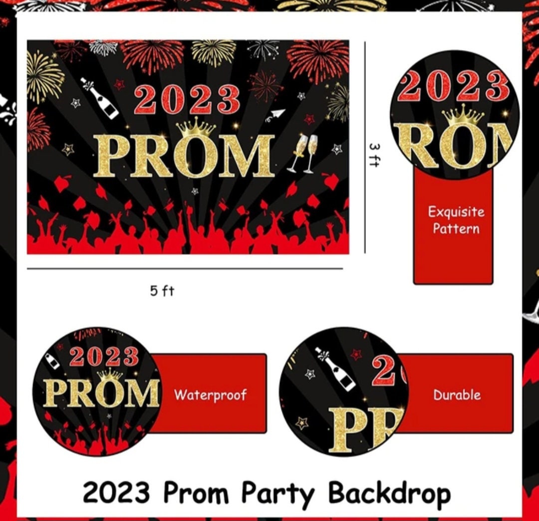 2023 PROM Congrats Grad Party Decoration, Blue Balloons Tinsel Curtain Set, 2023 Prom Decorations, Prom Night Party