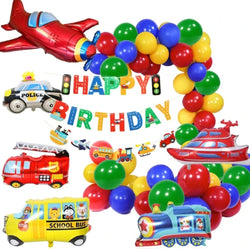 Children's Birthday Decoration Boy Transportation Birthday Party Balloon Garland Plane School Bus Yacht Fire Truck Train Balloon