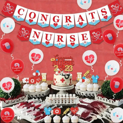 2023 Nurse Graduation Decoration Congrats Nurse Banner Cake Topper 2023 Balloon for Nursing Graduation Party Supplies
