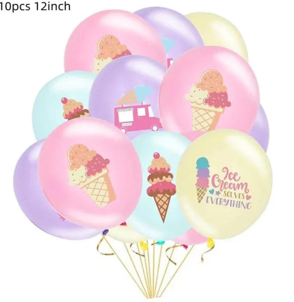 Ice Cream Birthday Party Decoration Kids Toy Baby Shower Disposable Tableware Paper Plates Cups Balloons Banner Party Supplies