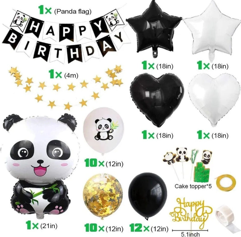 Panda Birthday Balloons Party Decorations For Children Kids Baby Shower Gender Reveal Supplies with Happy Birthday Banner Panda