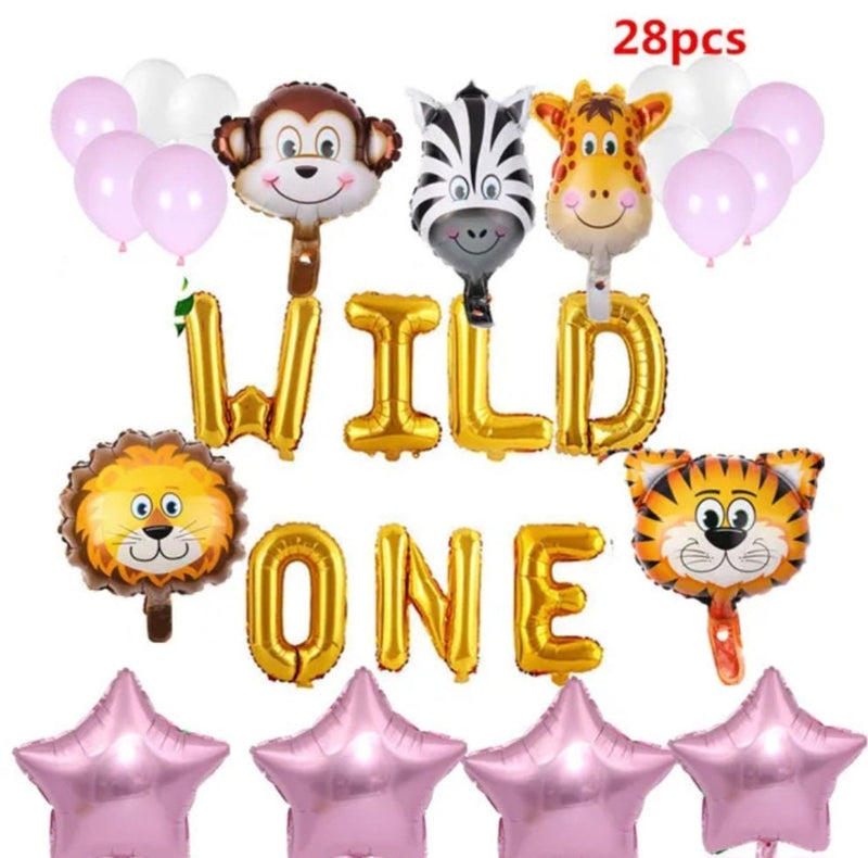 Pink Sage Green Wild One Girls Birthday Party Jungle Decoration Safari Jungle Theme Disposable Table Cover for Balloon Arch Supplies