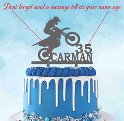Motocross Dirt Bike Biker Personalized Birthday Cake Topper Custom Name Age Sweet 16 For Birthday Party Cake Decoration Topper