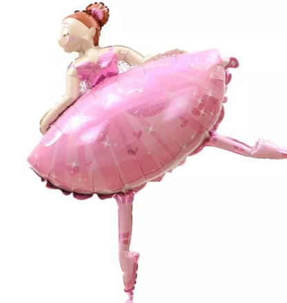 1 Set Pink Ballerina Ballet Dancer Girls Foil Helium Balloons Girl's First 2 3 4 5 6th Happy Birthday Party Decorations Supplies