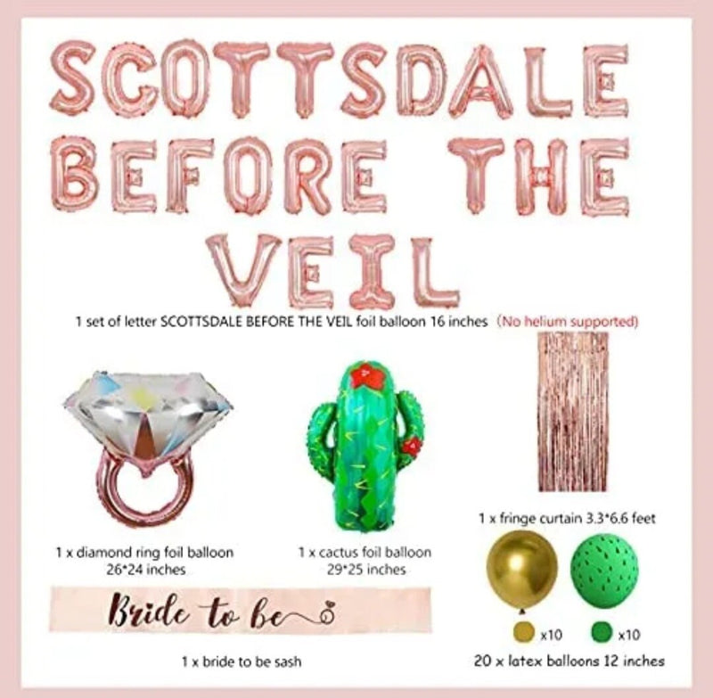 Bachelorette Party Decorations Scottsdale Before the Veil Balloon Bride to Be Sash Cactus Diamond Ring Foil Balloons for Women