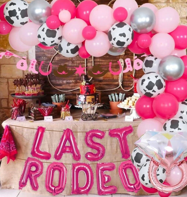 Western Theme Last Rodeo Bachelorette Party Decorations Pink Balloon Garland Kit Cowgirl Banner for Bride To Be Bridal Shower