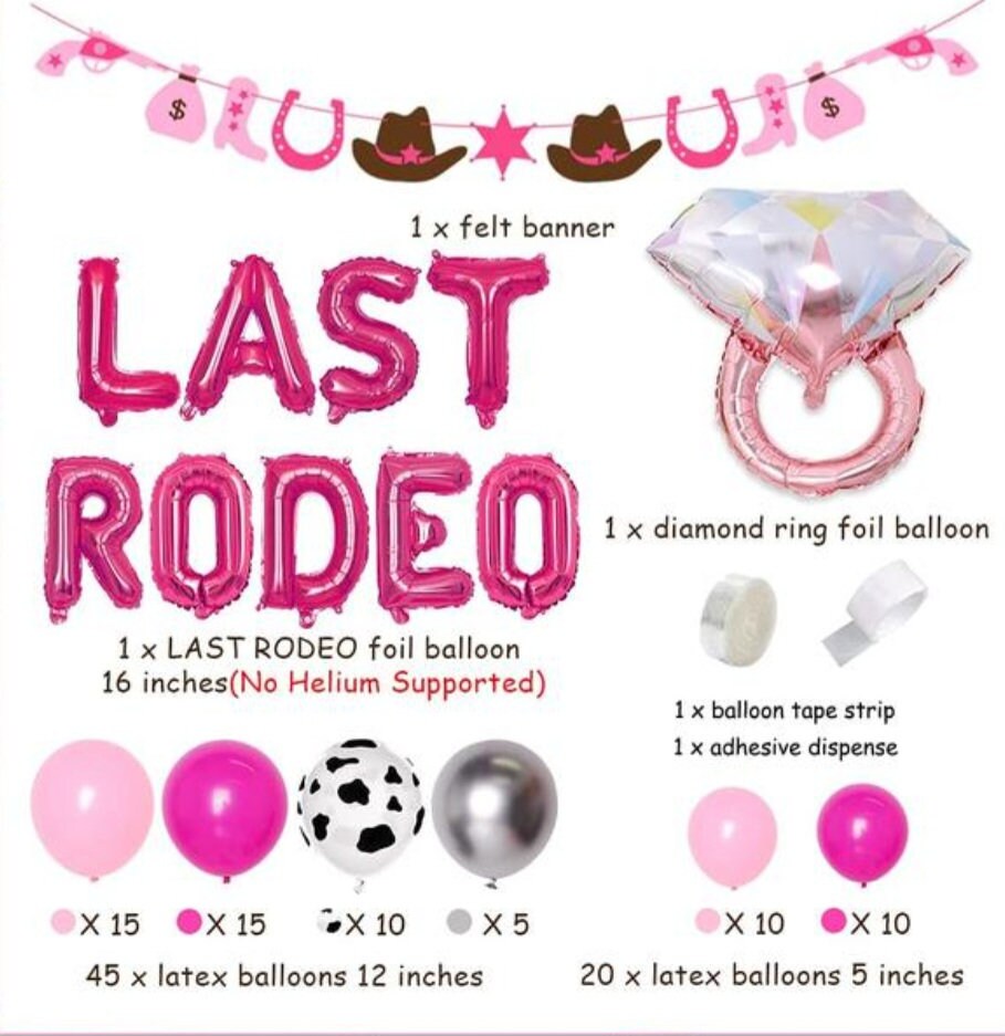 Western Theme Last Rodeo Bachelorette Party Decorations Pink Balloon Garland Kit Cowgirl Banner for Bride To Be Bridal Shower