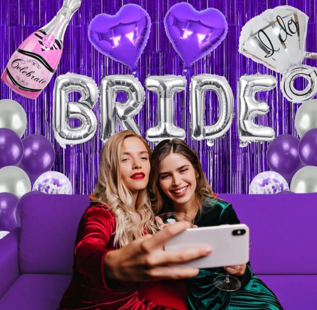 Bride To Be Theme Purple Bachelorette Party Decoration Bride Love Ring Foil Balloon Curtain Bridal Shower Supplies