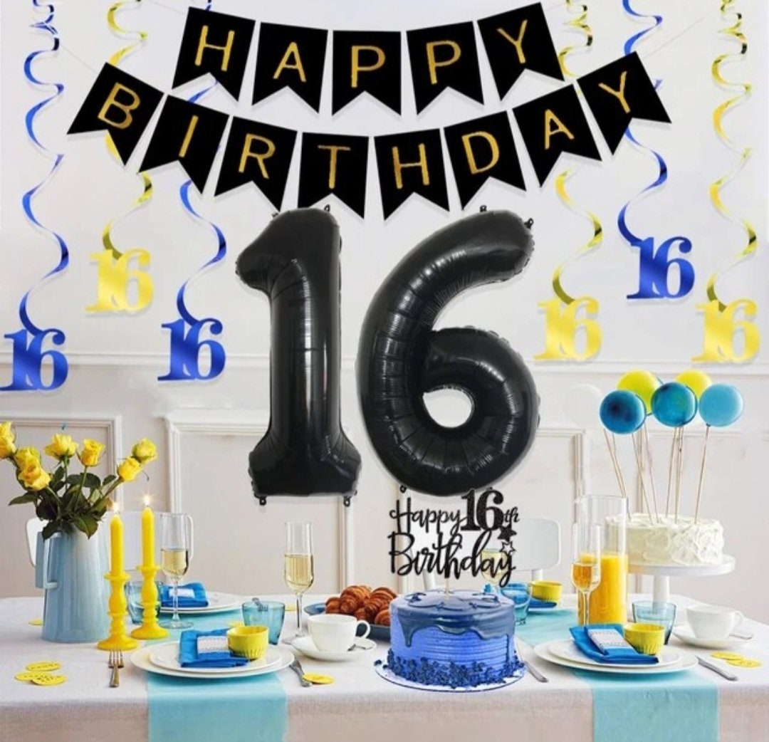 1 set Sweet 16th Birthday Theme Party Decorations 16 Years Old Fun Decoration for Girls and Boys