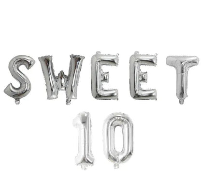 1 set Sweet 10th Birthday Theme Party Decorations Years Old 16 inch Number Foil Balloons Air Globo's Supplies