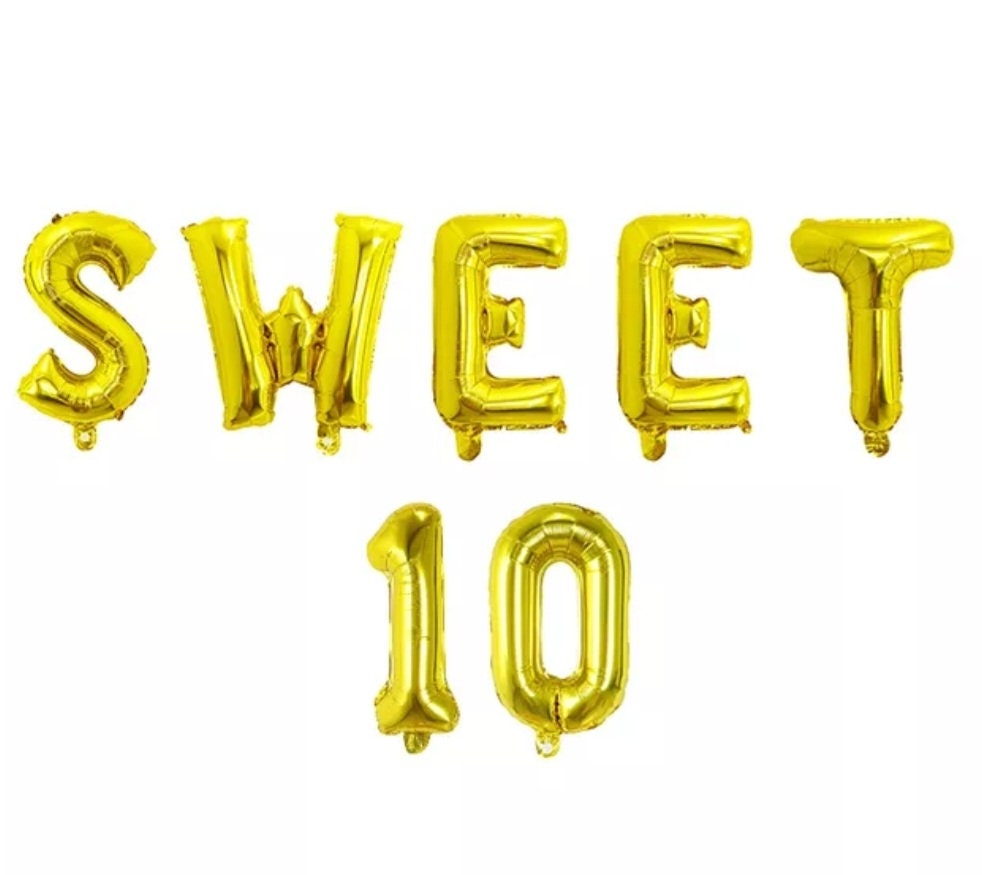 1 set Sweet 10th Birthday Theme Party Decorations Years Old 16 inch Number Foil Balloons Air Globo's Supplies
