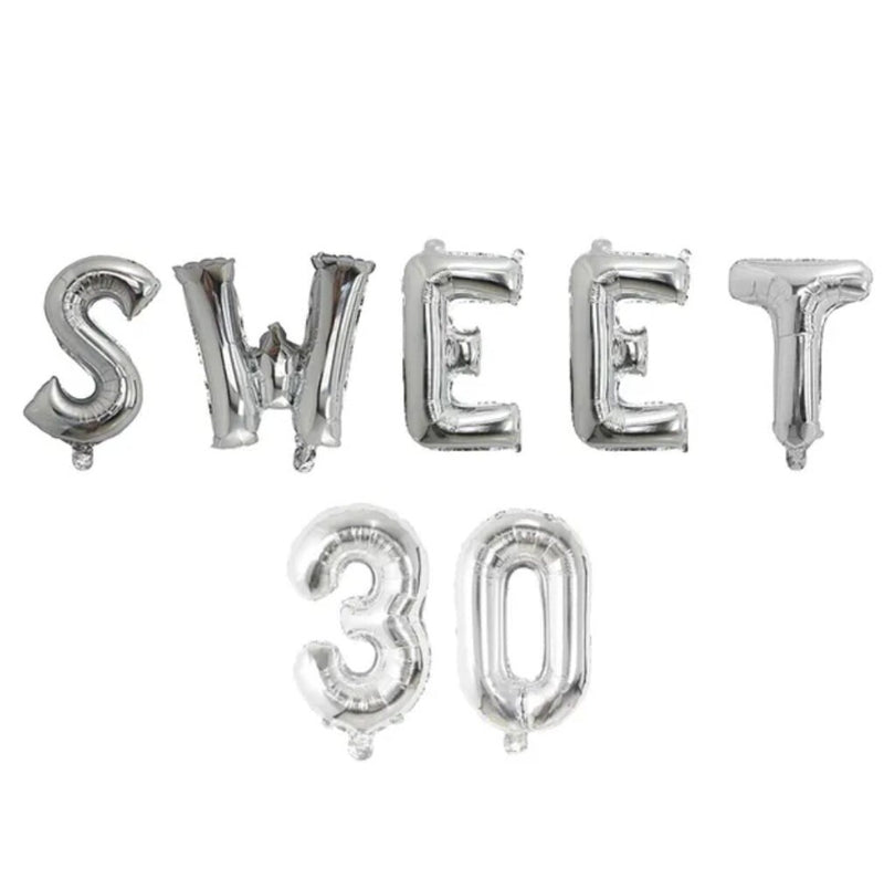 1 set Sweet 30th Birthday Theme Party Decorations Years Old 16 inch Number Foil Balloons Air Globo's Supplies