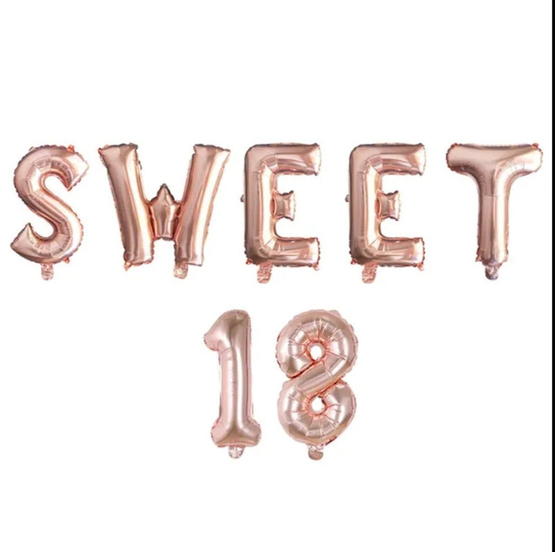 1 set Sweet 18th Birthday Theme Party Decorations Years Old 16 inch Number Foil Balloons Air Globo's Supplies