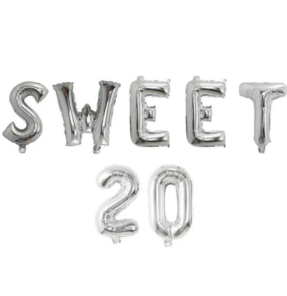 1 set Sweet 20th Birthday Theme Party Decorations Years Old 16 inch Number Foil Balloons Air Globo's Supplies
