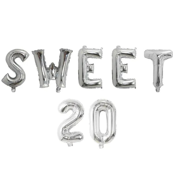 1 set Sweet 20th Birthday Theme Party Decorations Years Old 16 inch Number Foil Balloons Air Globo's Supplies
