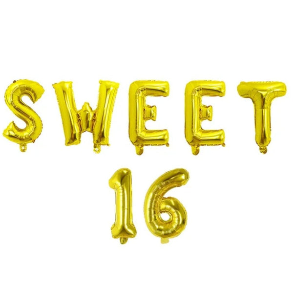 1 set Sweet 16th Birthday Theme Party Decorations Years Old 16 inch Number Foil Balloons Air Globo's Supplies