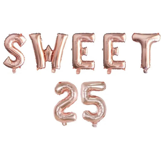 1 set Sweet 25th Birthday Theme Party Decorations Years Old 16 inch Number Foil Balloons Air Globo's Supplies