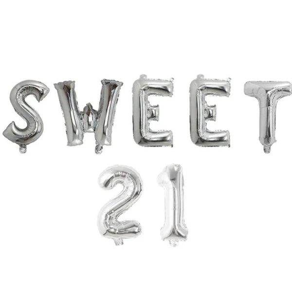 1set Sweet 21 Birthday Theme Party Decorations Years Old 16inch Number Foil Balloons Air Globo's Supplies