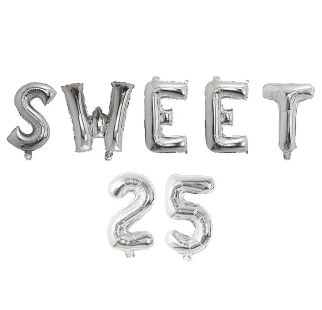 1 set Sweet 25th Birthday Theme Party Decorations Years Old 16 inch Number Foil Balloons Air Globo's Supplies