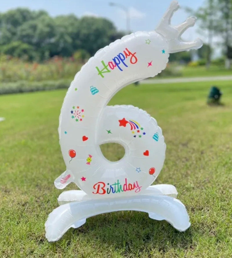 32inch Birthday Balloons Year Crown Number Balloon Outdoor Indoor Table Stand Balloons Party Decoration for Kids Adult