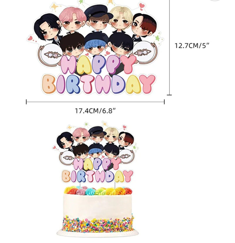 ATEEZ Birthday Decorations, KPOP ATEEZ Birthday Party Supplies Includes Banners - Cake Topper - 12 Cupcake Toppers - 18 Balloons