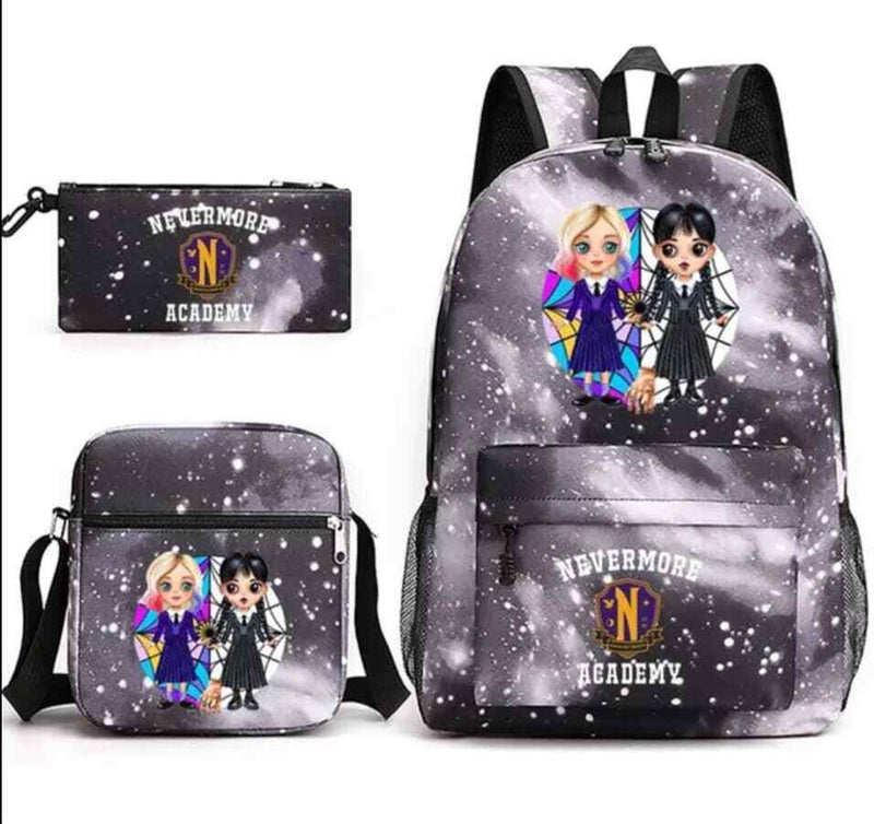 Wednesday Addams Enid School Bag Backpack Shoulder Bag Pencil Case Backpack