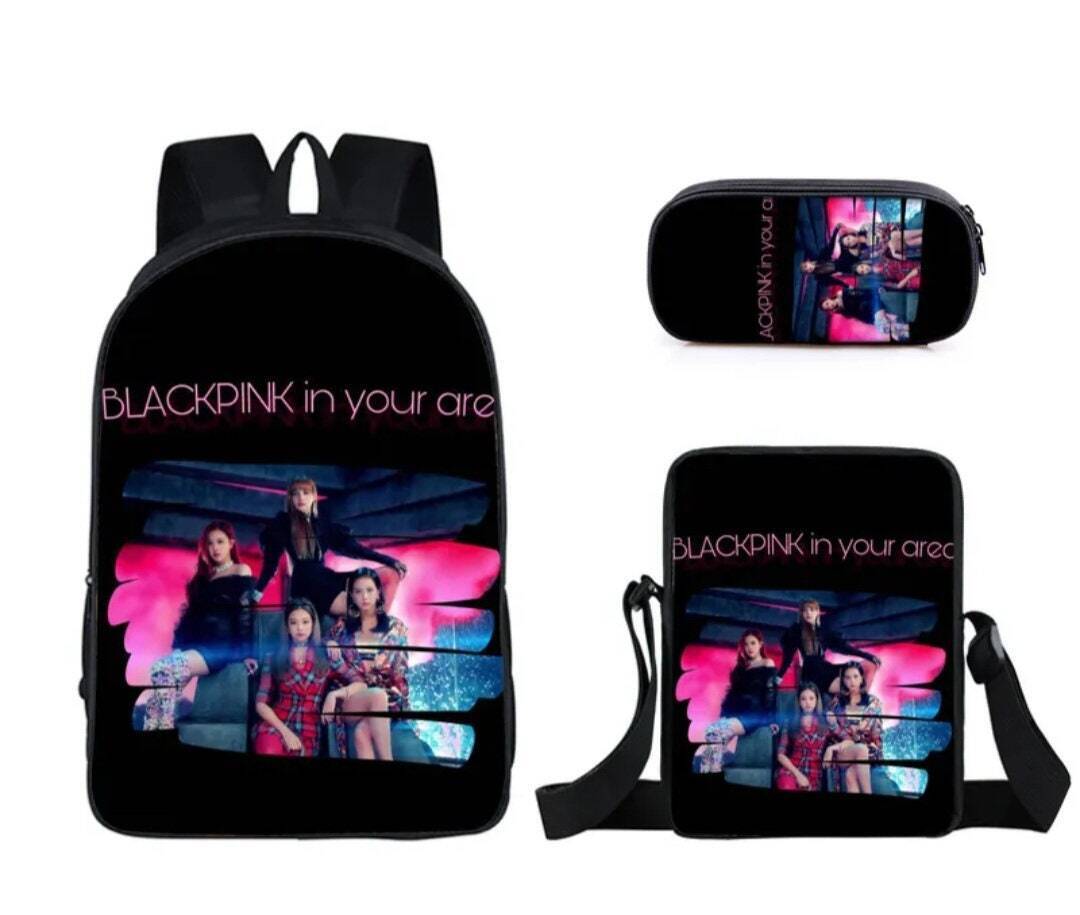 Blackpink Black Pink Backpack Set for Teenager Boy Girl Kpop Singers Children