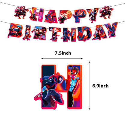 Spiderman Across the Spider Verse Party Supply Backdrop Balloons Cake Topper
