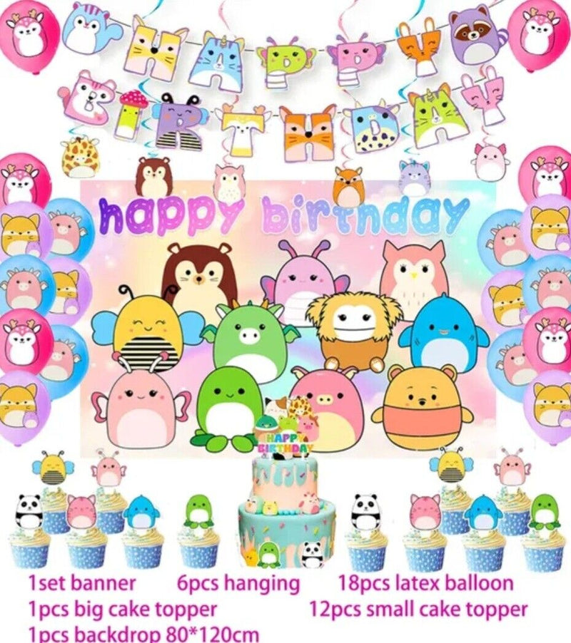 SQUISHMALLOWS Party Decoration Balloon Banner Backdrop Tableware Plates