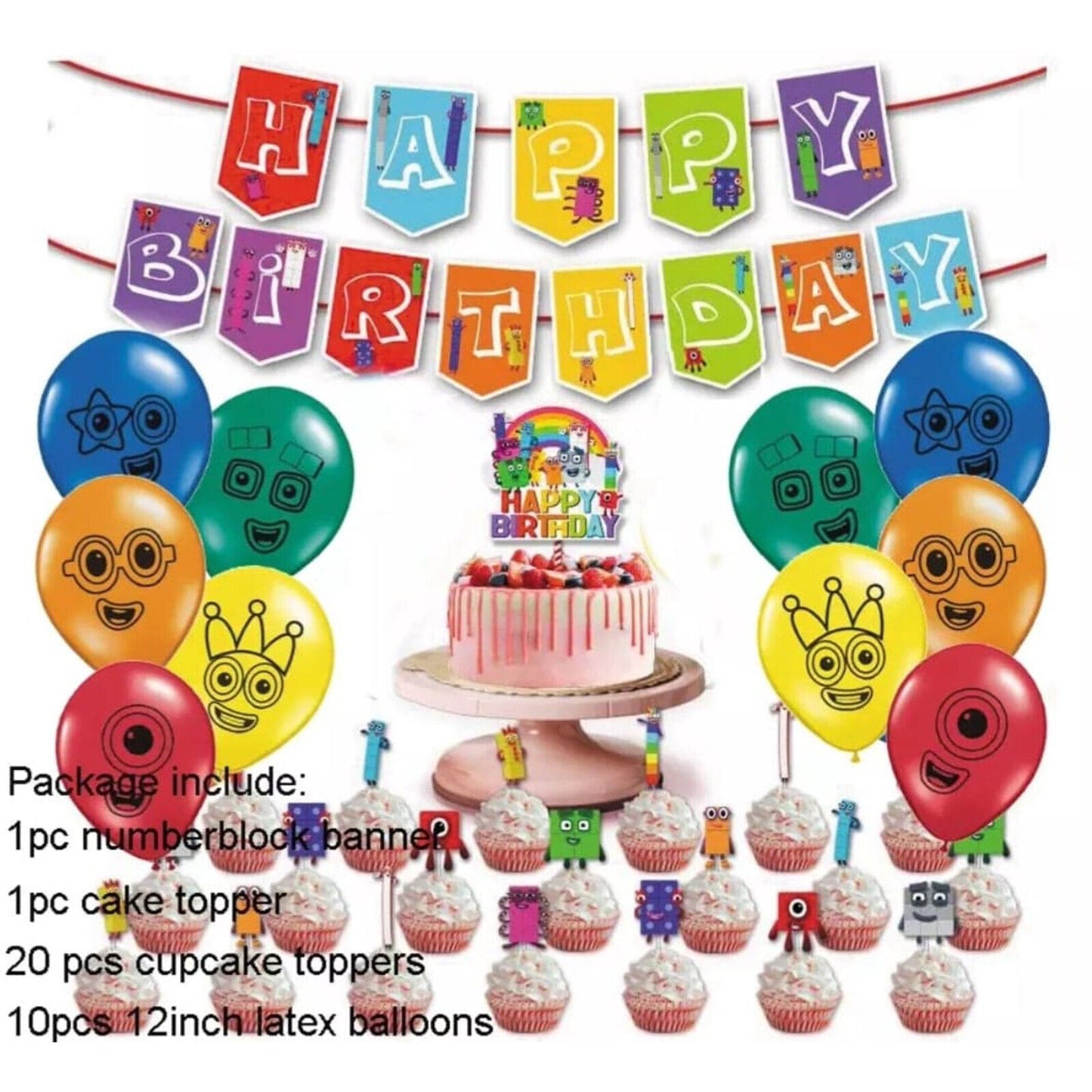 Numberblocks Party Decoration with Balloons