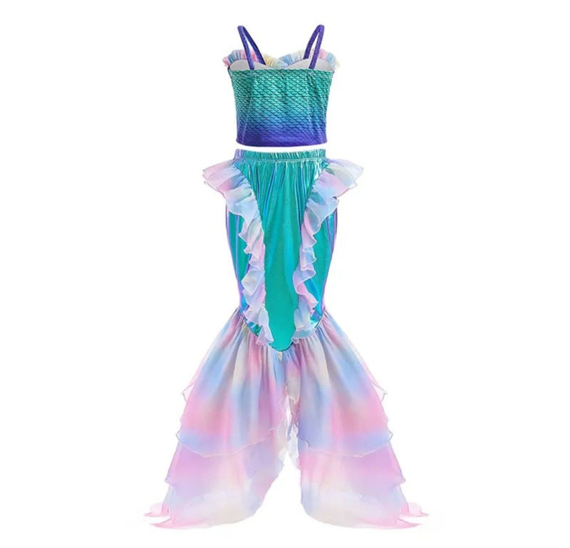 Little Mermaid Dress, Wig Kids Girl Dress Princess Halloween Cosplay Birthday Clothing for Kid Carnival Party Gift Costume 2023 New Design