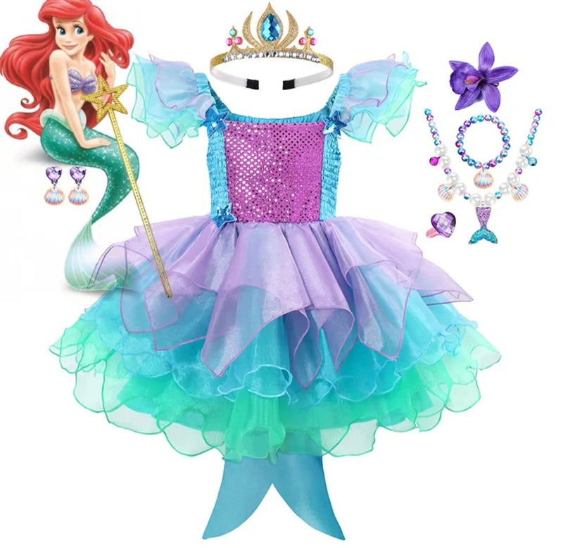 Little Mermaid Dress for Kids Girl Dress Princess Halloween Cosplay Birthday Clothing for Kid Carnival Party Gift Costume 2023 New Design