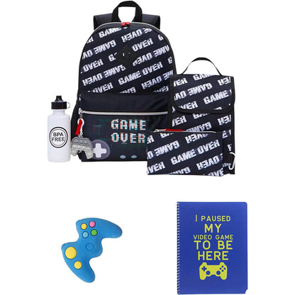 Gaming/Gamer Backpack with Lunch Box, Pencil Case, Notebook, Water Bottle, Erase