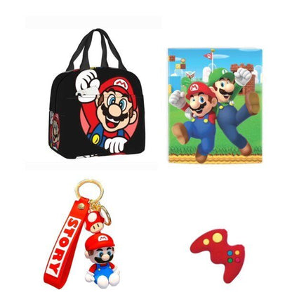 Super Mario School Supply Bundel Lunch Box, Folder, Key Chain, 22 oz water Bottl