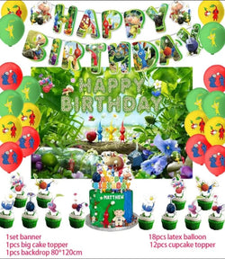 The Game Pikmin Birthday Party Decoration Banner Ballloon Backdrop Pikmin Birthday Party Supplies